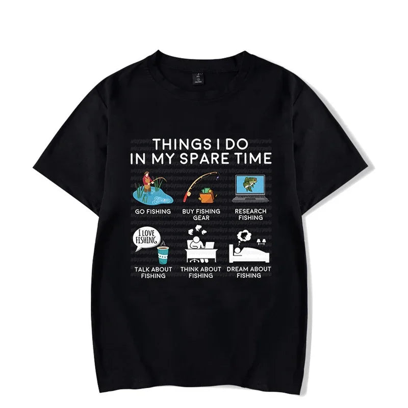 Fishing Things I Do in My Spare Time Shirt Fish Graphic Clothes Men Women T-shirts Classic T Shirts Tee Tshirts Homme Clothing