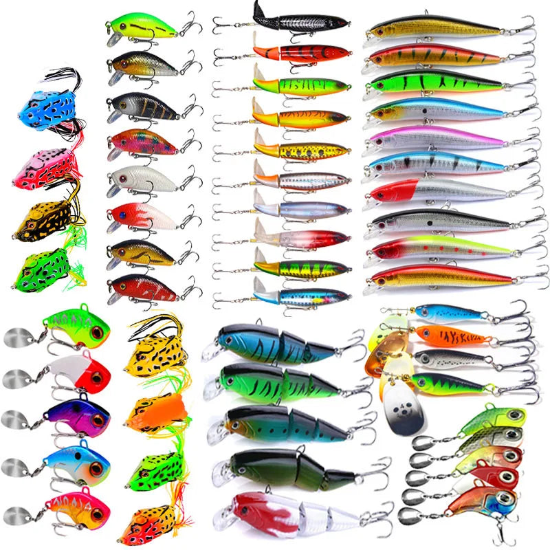 Fishing Lure Tackle Kit Set Hard Bait Artificial Rotating Floating Fishing Minnow Crankbait Wobblers Spinner Sinking Hooks Lures
