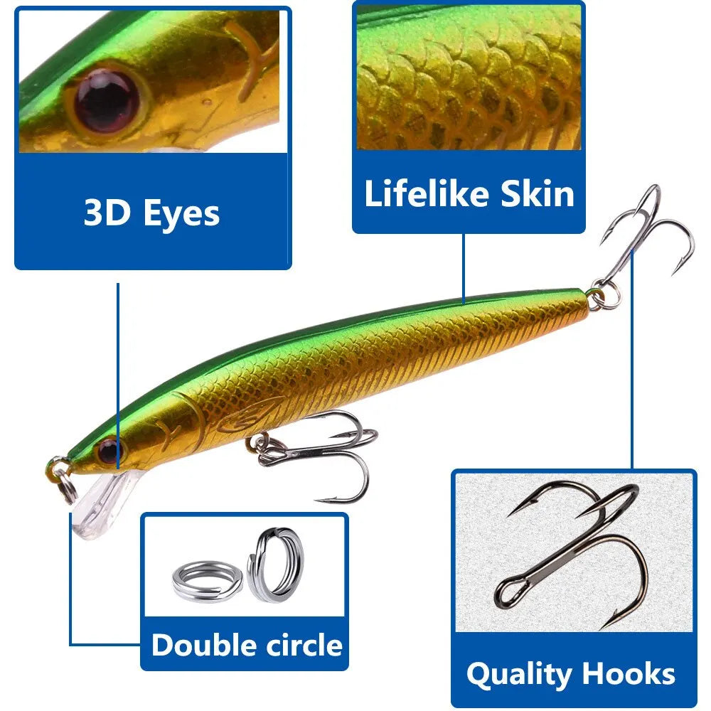 10 Pcs Fishing Lure Set Mini Fishing Hard Bait Minnow Floating Swing Crankbait Crazy Wobblers Artificial Bionic Crank Lures