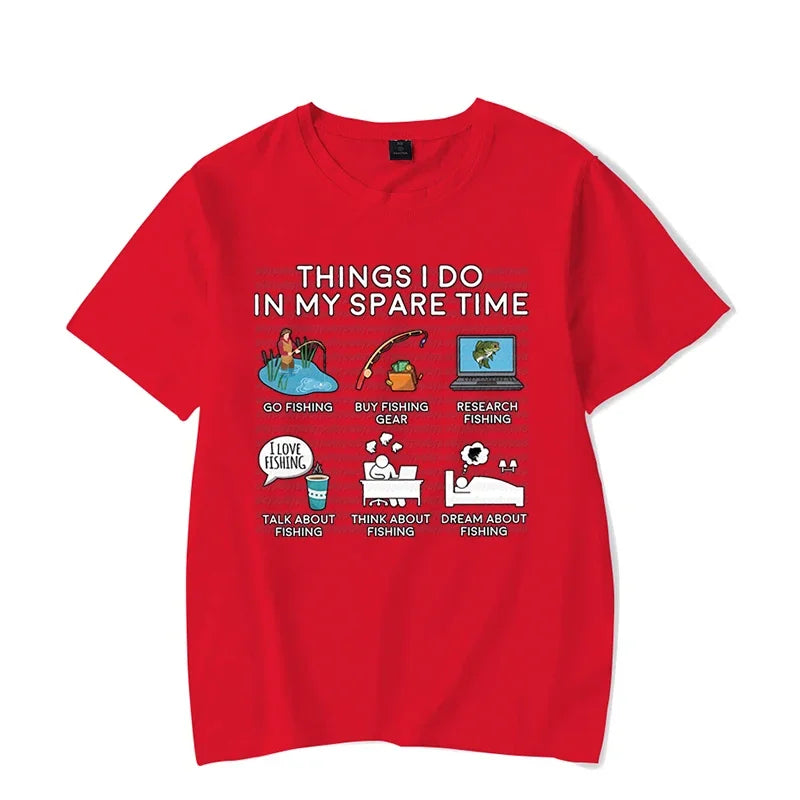 Fishing Things I Do in My Spare Time Shirt Fish Graphic Clothes Men Women T-shirts Classic T Shirts Tee Tshirts Homme Clothing