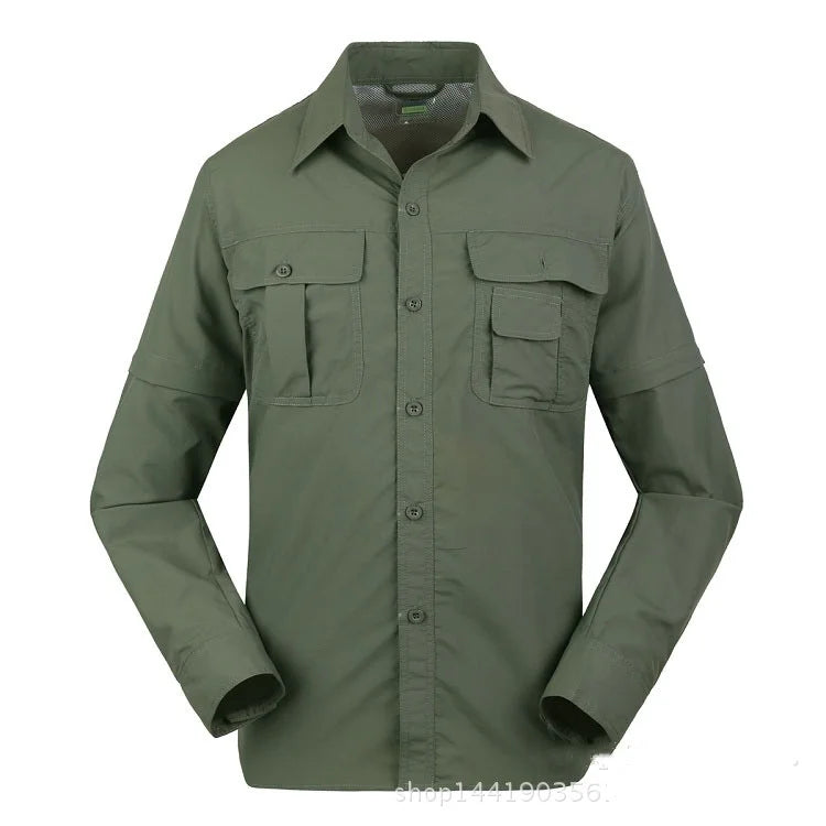 Outdoor Work Fishing Clothes Quick Dry Shirt Pants Men Women Summer Thin Breathable Hiking Climbing Clothes Two-piece Detachable