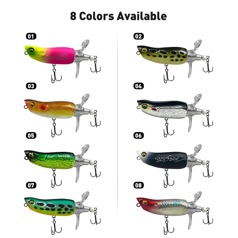 Popper Fishing Lures Top Water Hard Baits Whopper Plopper Soft Rotating Tail 85mm 15g Popper Wobblers For Bass Pike