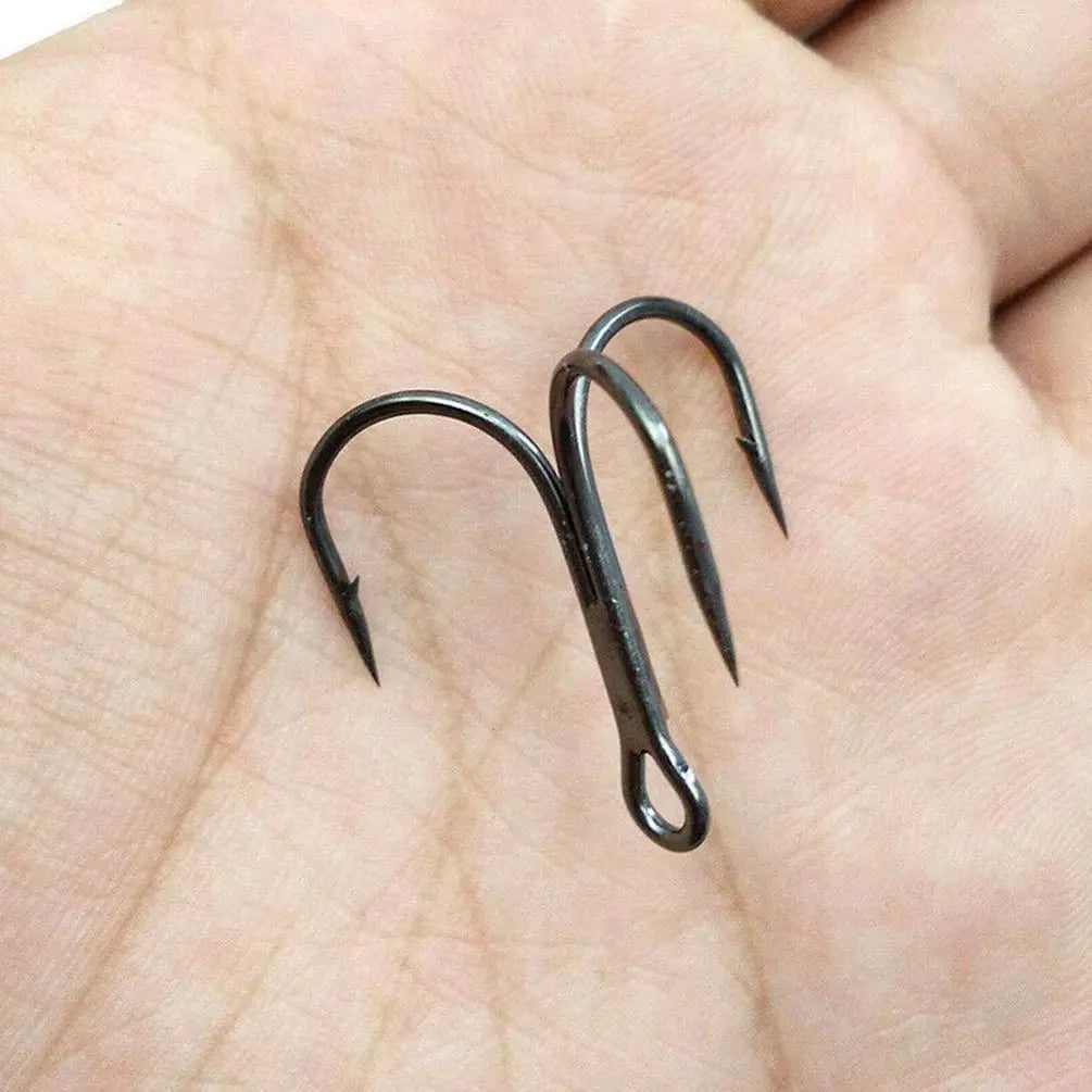 100pcs Treble Hooks Saltwater Fishing Hooks High-Carbon Steel Fishhooks High Strength Fishing Hooks Size 1/0#-14#