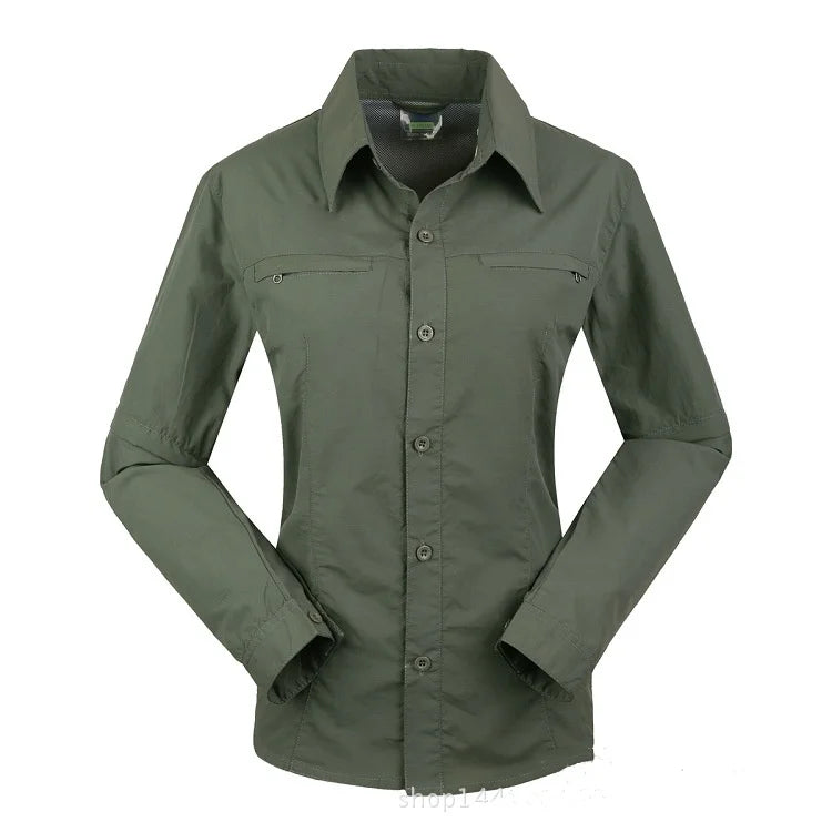 Outdoor Work Fishing Clothes Quick Dry Shirt Pants Men Women Summer Thin Breathable Hiking Climbing Clothes Two-piece Detachable