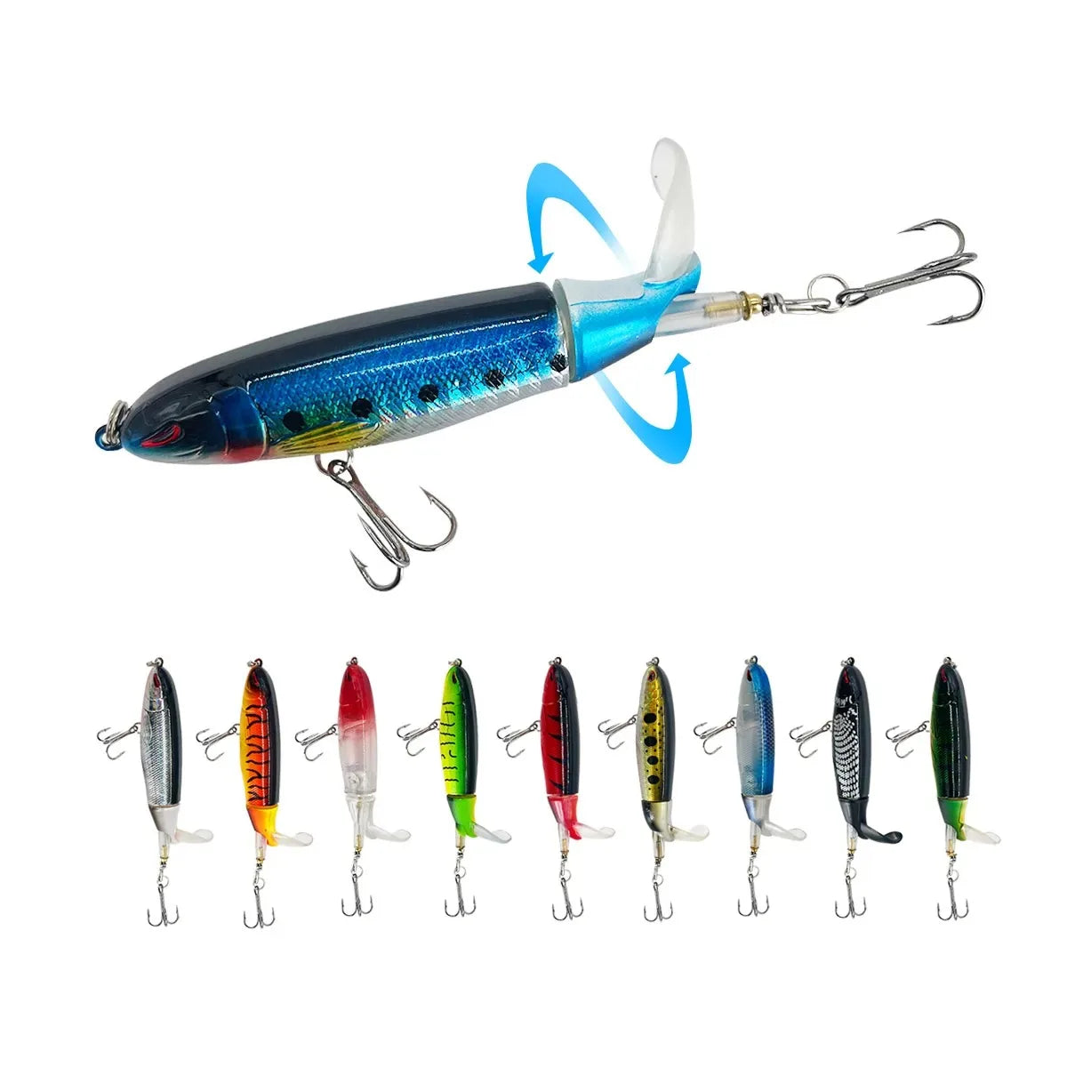13g/15g/35g Topwater Fishing Lure Whopper Popper Artificial Bait Hard Plopper Soft Rotating Tail Fishing Tackle Fishing Bait
