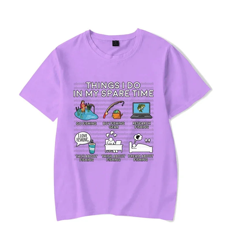 Fishing Things I Do in My Spare Time Shirt Fish Graphic Clothes Men Women T-shirts Classic T Shirts Tee Tshirts Homme Clothing