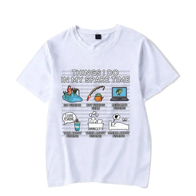 Fishing Things I Do in My Spare Time Shirt Fish Graphic Clothes Men Women T-shirts Classic T Shirts Tee Tshirts Homme Clothing