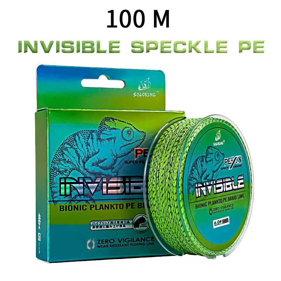 SOLOKING 100M Braided PE Fishing Line 8 Strands PE Spotted Fishing Line Super Strong Multifilament Anti Abrasion Fishing Line