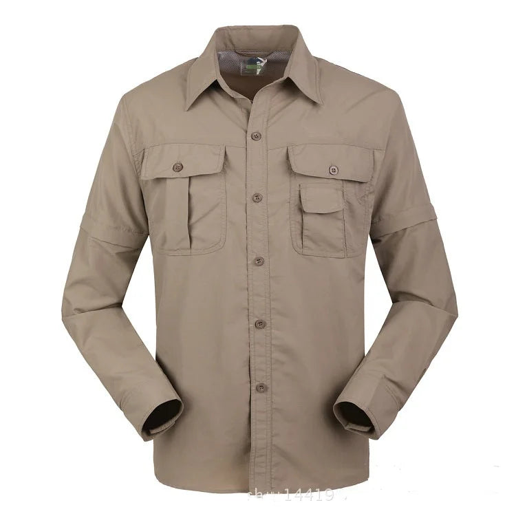 Outdoor Work Fishing Clothes Quick Dry Shirt Pants Men Women Summer Thin Breathable Hiking Climbing Clothes Two-piece Detachable