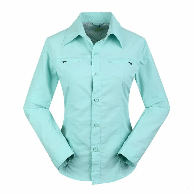 Outdoor Work Fishing Clothes Quick Dry Shirt Pants Men Women Summer Thin Breathable Hiking Climbing Clothes Two-piece Detachable