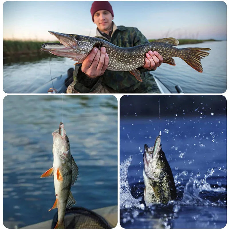 10Pcs/set Soft Plastic Fishing Lures Swimbait Lifelike Fishing Lures Minnow Bass Bait Paddle Tail Fishing Accessories