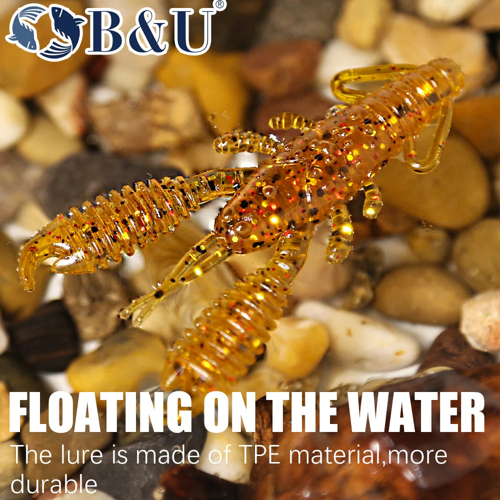 B&U Floating soft Lure 40mm/60mm Craw Shrimp Fishing Lures shrimp Lobster Soft Plastic Lure Fishing Lures