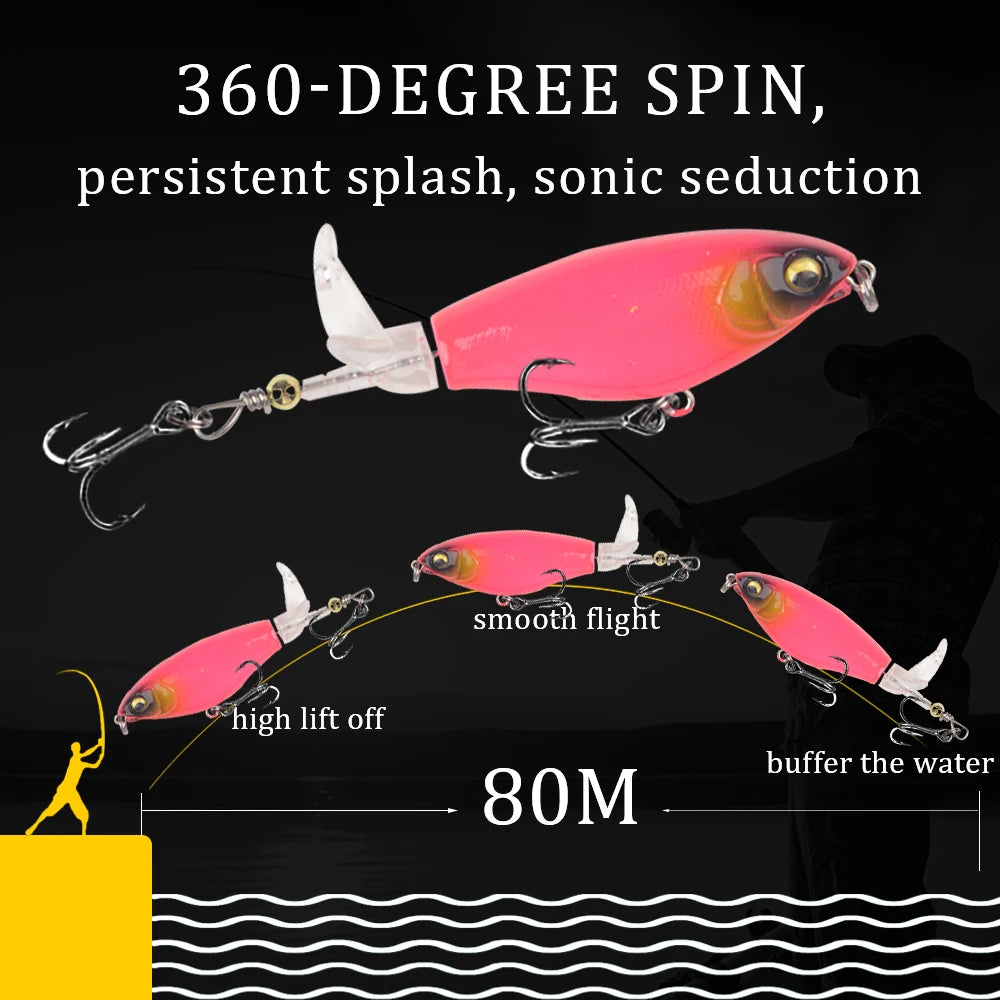 1Pcs Quality Whopper Plopper Wobblers 7.5cm 6.5g Topwater Popper Fishing Lure Hard Bait Rotating Soft Tail Fishing Tackle