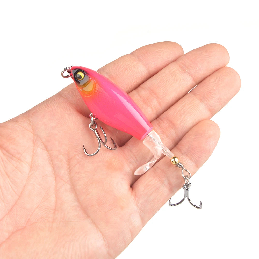 1Pcs Quality Whopper Plopper Wobblers 7.5cm 6.5g Topwater Popper Fishing Lure Hard Bait Rotating Soft Tail Fishing Tackle