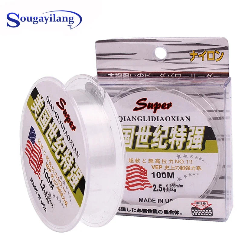 Sougayilang Super Strong Fishing Line  100% Nylon Transparent 100m Fluorocarbon Fishing Line Carp Fishing Line Tackle De Pesca
