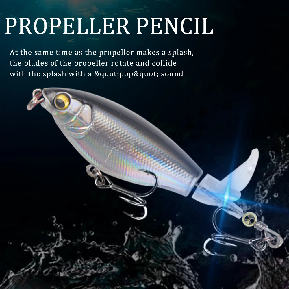 1Pcs Quality Whopper Plopper Wobblers 7.5cm 6.5g Topwater Popper Fishing Lure Hard Bait Rotating Soft Tail Fishing Tackle