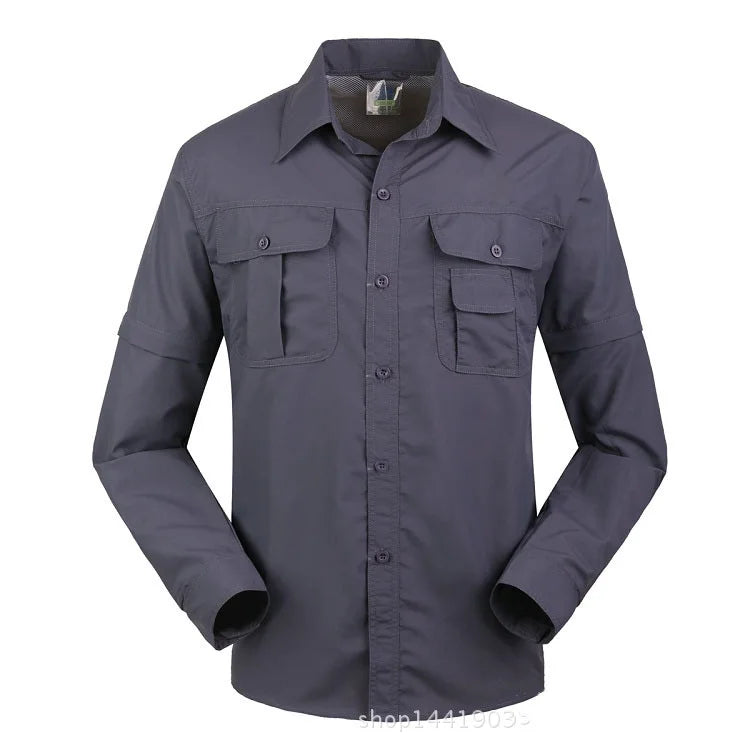 Outdoor Work Fishing Clothes Quick Dry Shirt Pants Men Women Summer Thin Breathable Hiking Climbing Clothes Two-piece Detachable