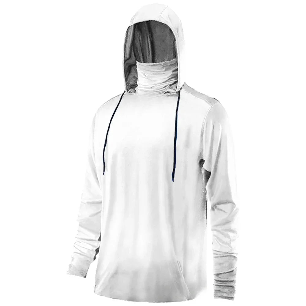Mens Fishing Clothing Fish Forced to Work Tuna Camouflage Printed Sun Protection Face Mask Hoodies Outdoor Sports Breathable