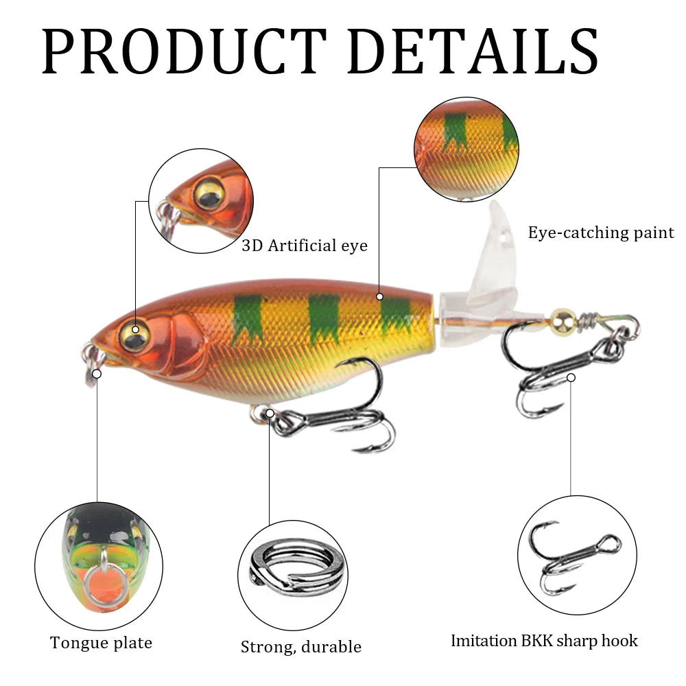 1Pcs Quality Whopper Plopper Wobblers 7.5cm 6.5g Topwater Popper Fishing Lure Hard Bait Rotating Soft Tail Fishing Tackle