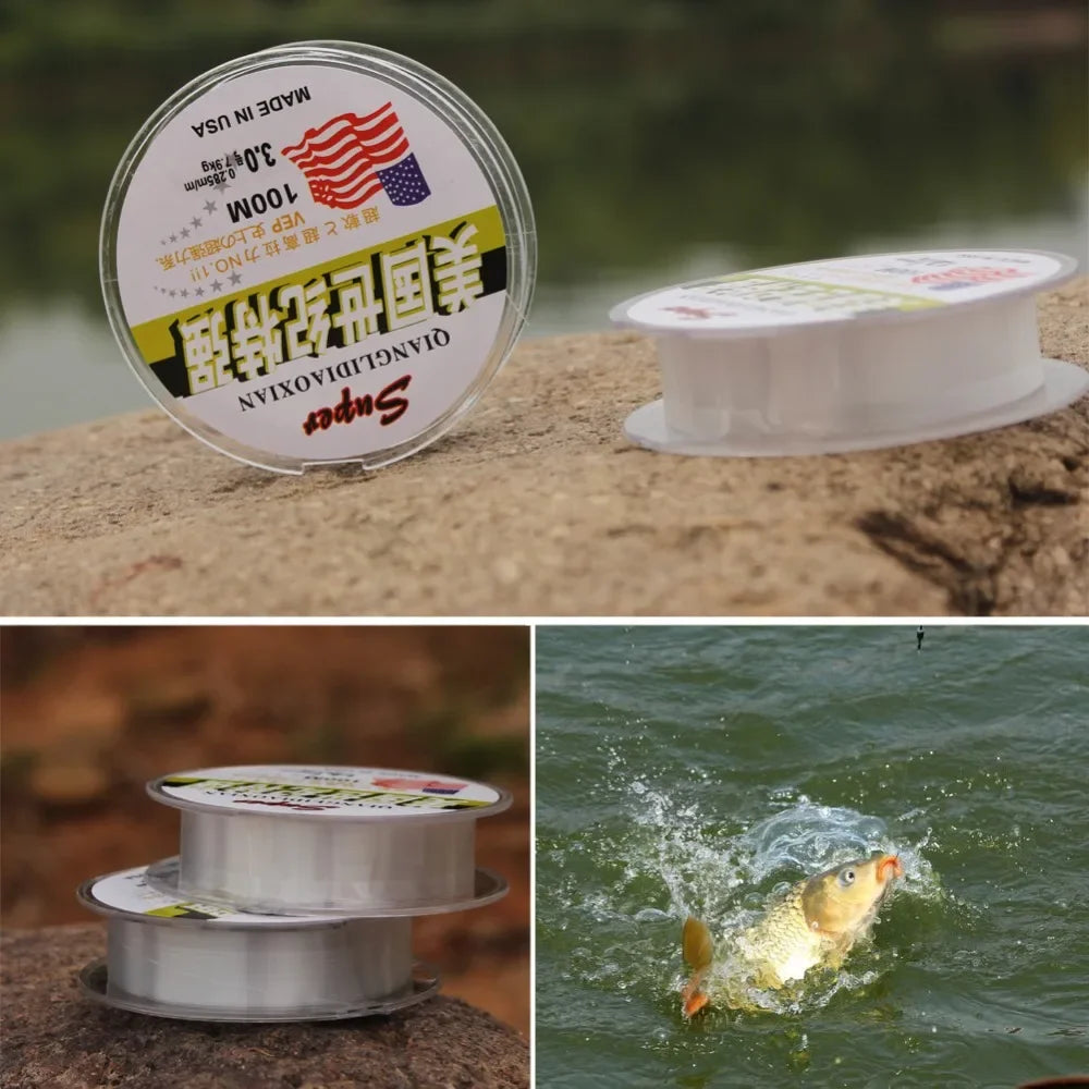 Sougayilang Super Strong Fishing Line  100% Nylon Transparent 100m Fluorocarbon Fishing Line Carp Fishing Line Tackle De Pesca